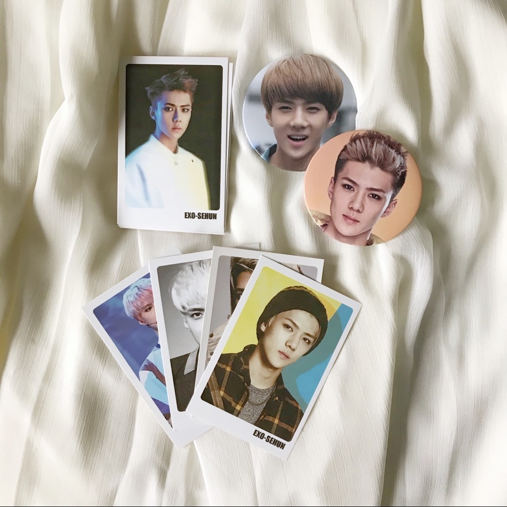 KPop EXO Sehun Photo Cards and Button Pins